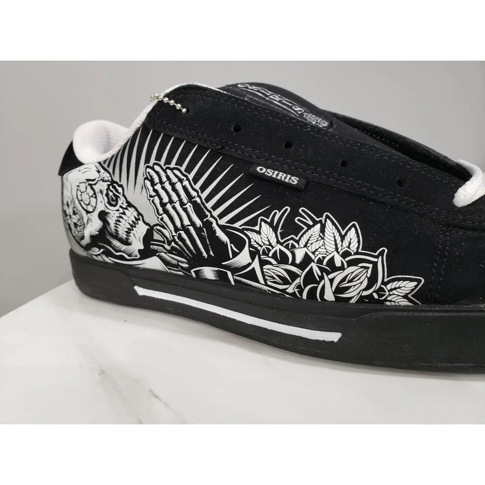 NEW 9 Osiris Serve x Maxx242 Praying Skull Hands Skateboarding Shoes Men's Y2K